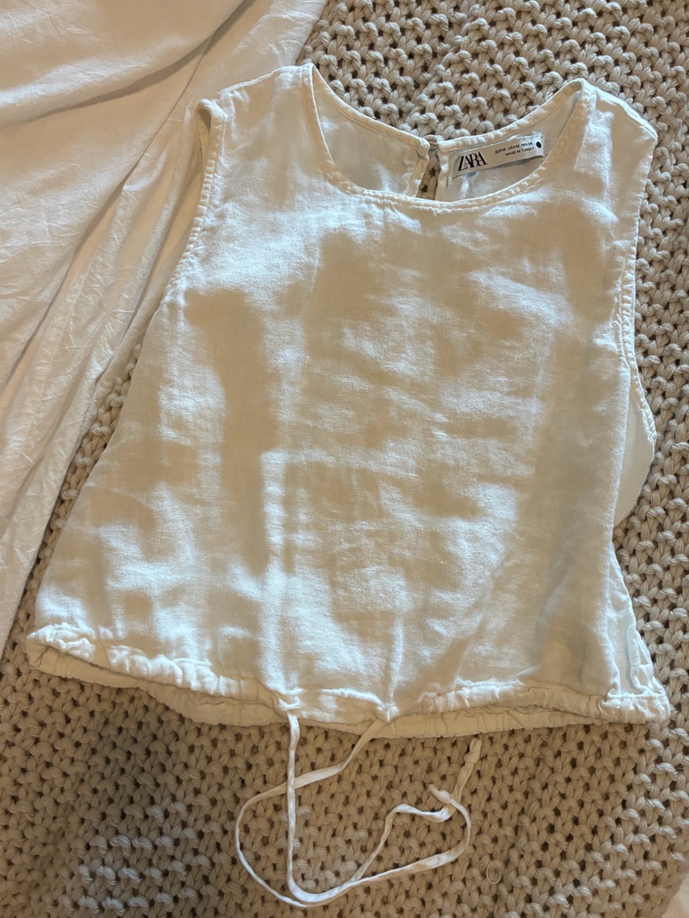 Zara Cream Linen Halter Camisole